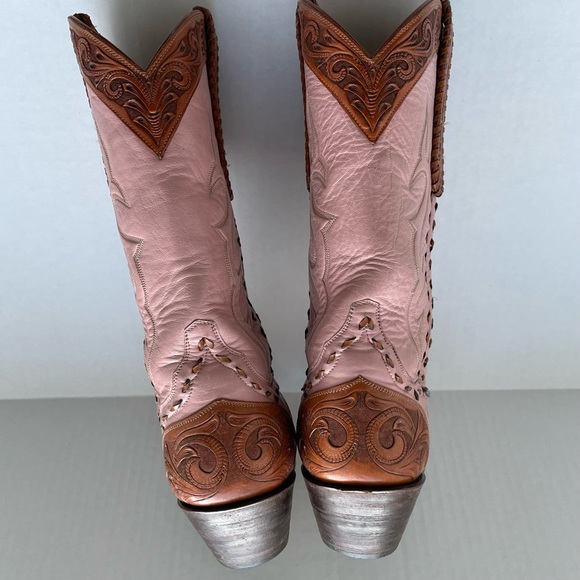 Back at The Ranch Santa Fe Saddle 12” Calf Skin Tooled Western Cowboy Boots Sz 6 - Picture 4 of 13